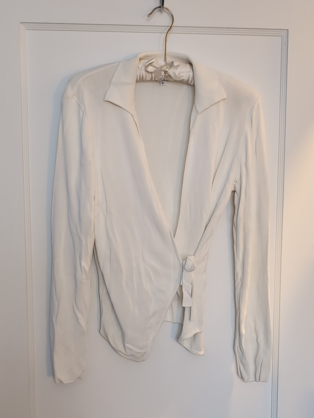 Armani Collezioni Cream Wrap-Style Long Sleeve Cardigan